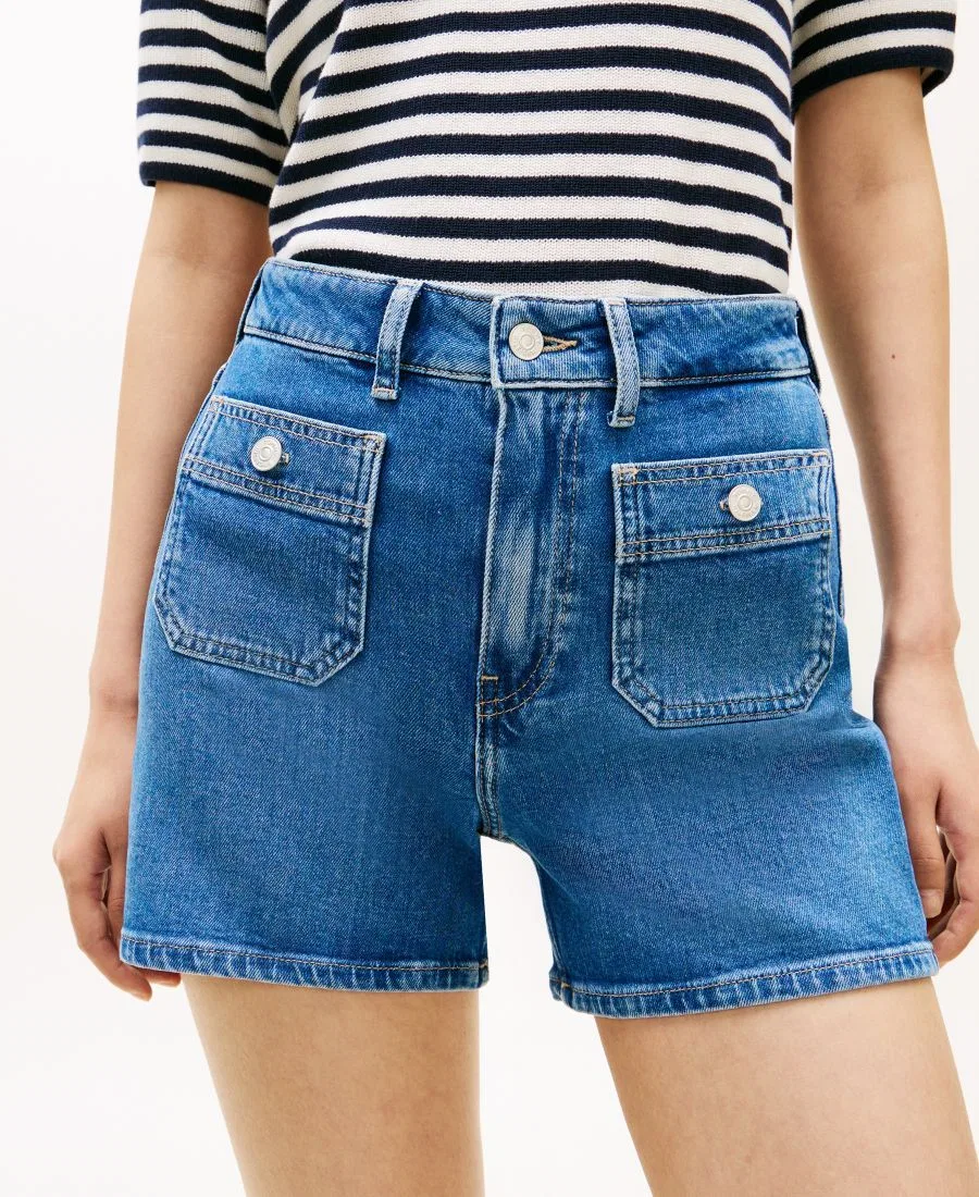 Женские джинсовые шорты с накладными карманами Tommy Hilfiger, Nos Mid Blue — фото 3