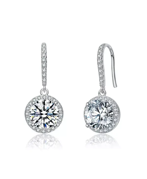 

Серьги-Крючки с покрытием из белого золота и прозрачными кубическими циркониями в форме ореола Rachel Glauber, white