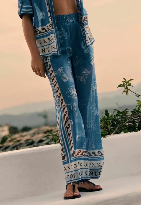 Легкие брюки прямого кроя с широкими штанинами Next, Blue Border Print