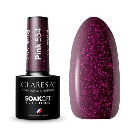 

Коллекция лаков для ногтей Claresa UV LED Hybrid Manicure Soak Off — 5 мл, розовый цвет, № 554