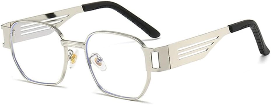 

Мужские солнцезащитные очки в стиле панк с металлическим блеском, ретро-очки с защитой от УФ-излучения UV400, женские солнцезащитные очки с широкими дужками и полыми дужками LANGSER, Silver Clear