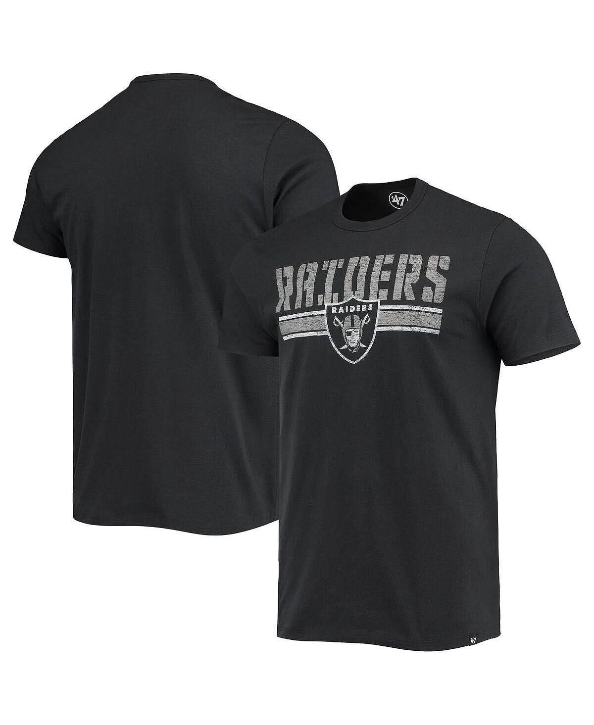 

Мужская черная футболка в полоску с командой Las Vegas Raiders '47 Brand, Черный, Мужская черная футболка в полоску с командой Las Vegas Raiders '47 Brand