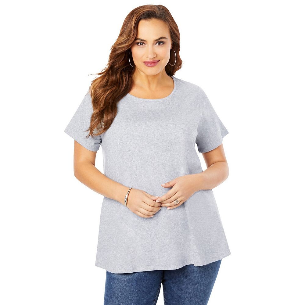 

Женская футболка больших размеров Roaman Ultimate с вырезом на спине Roaman's, цвет Medium Heather Grey