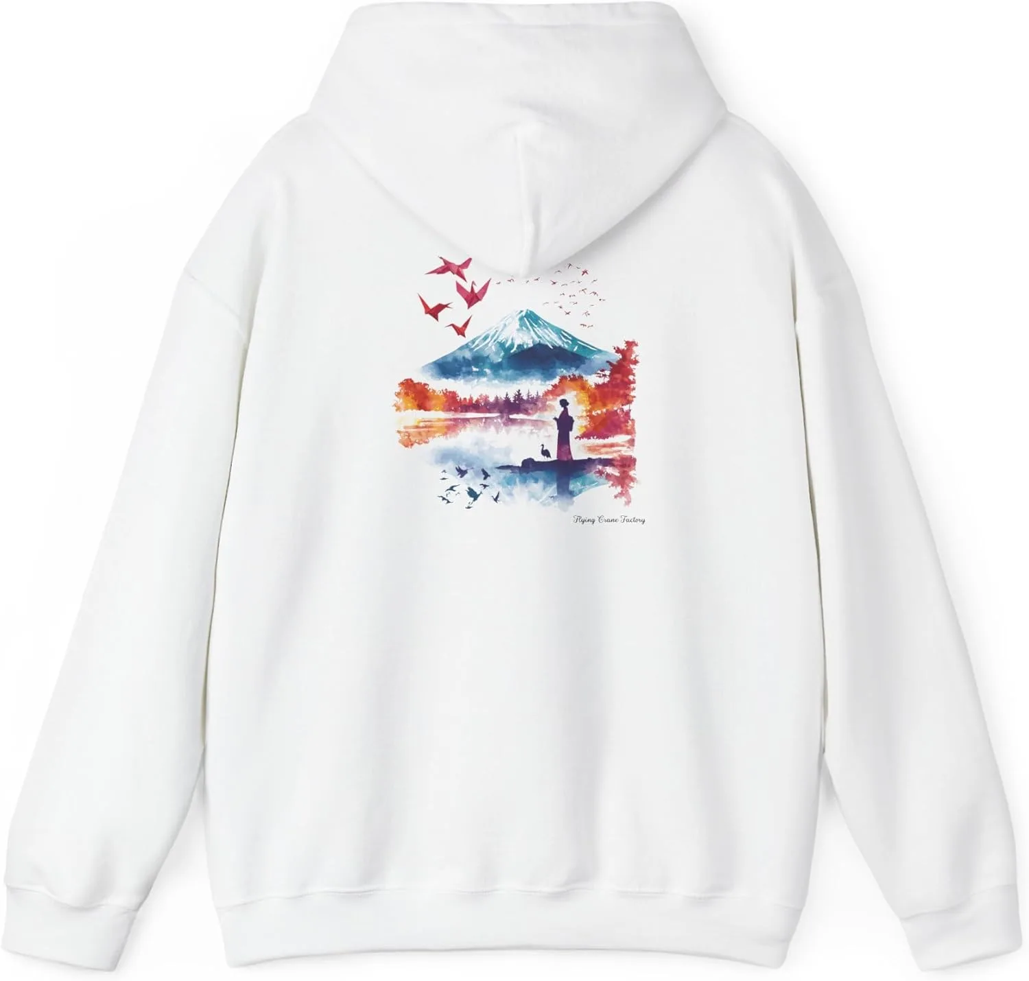 

Толстовка с капюшоном в стиле Киото, дизайн с кимоно и журавликом оригами, Unisex