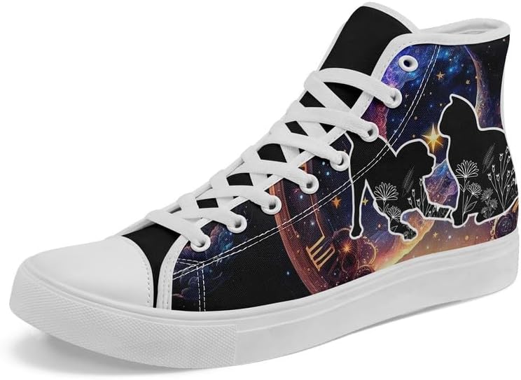 

Высокие кеды из ткани для девочек и мальчиков с принтами галактики, кошек и собак, модные кроссовки, дышащие, легкие, повседневная обувь Awsole, белый/синий
