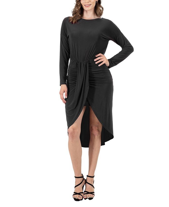 

Женское платье длиной до колена с длинными рукавами 24seven Comfort Apparel, черный