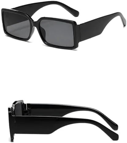 

2027 Винтажные прямоугольные панк-солнцезащитные очки для мужчин, модные квадратные оправы, солнцезащитные очки для женщин, зеленые и черные, UV400 UV400 MTZJH, Black