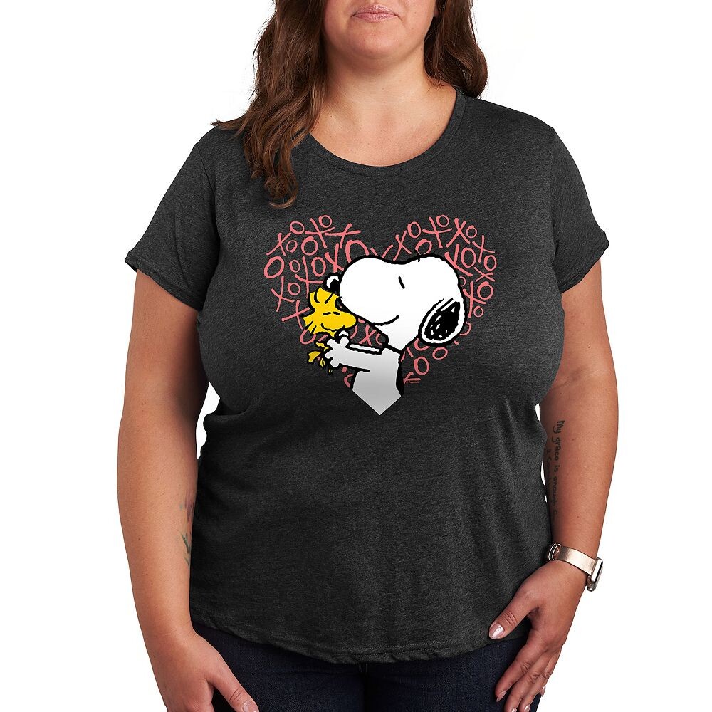 

Футболка Plus Peanuts Snoopy & Woodstock XO с сердечком Licensed Character, цвет Heather Charcoal