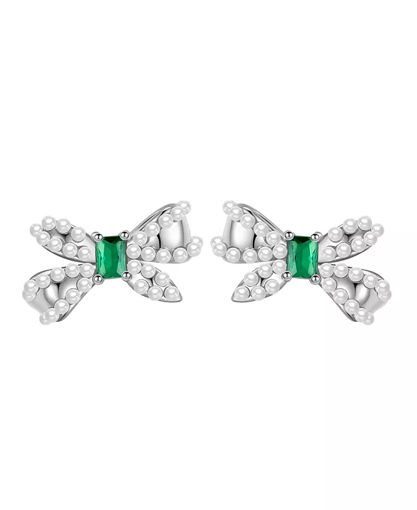 

Серьги-Гвоздики с бантиками из искусственного жемчуга и кубического циркония Macy'S, green