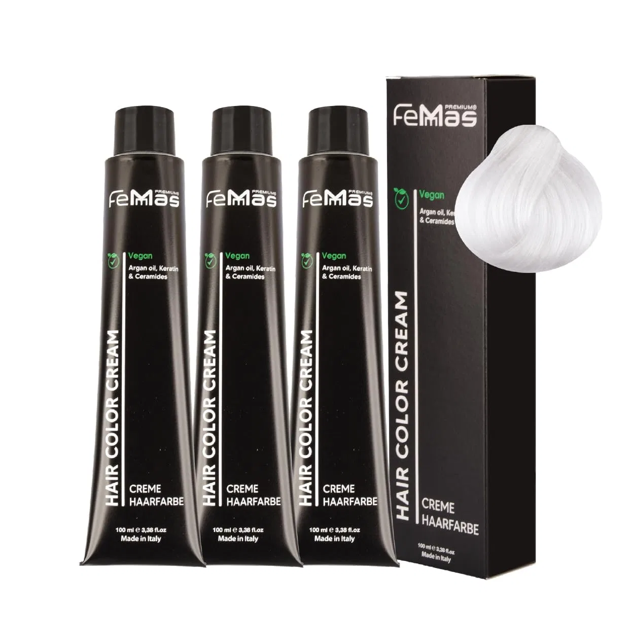 Крем-краска для волос FemMas Special Blonde Sand Ash 12.71 с аргановым маслом, кератином и керамидами 3 x 100 мл Femmas