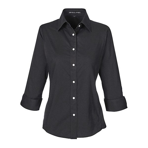 

Женская рубашка из поплина с коротким рукавом и эластичной посадкой Devon & Jones, Black