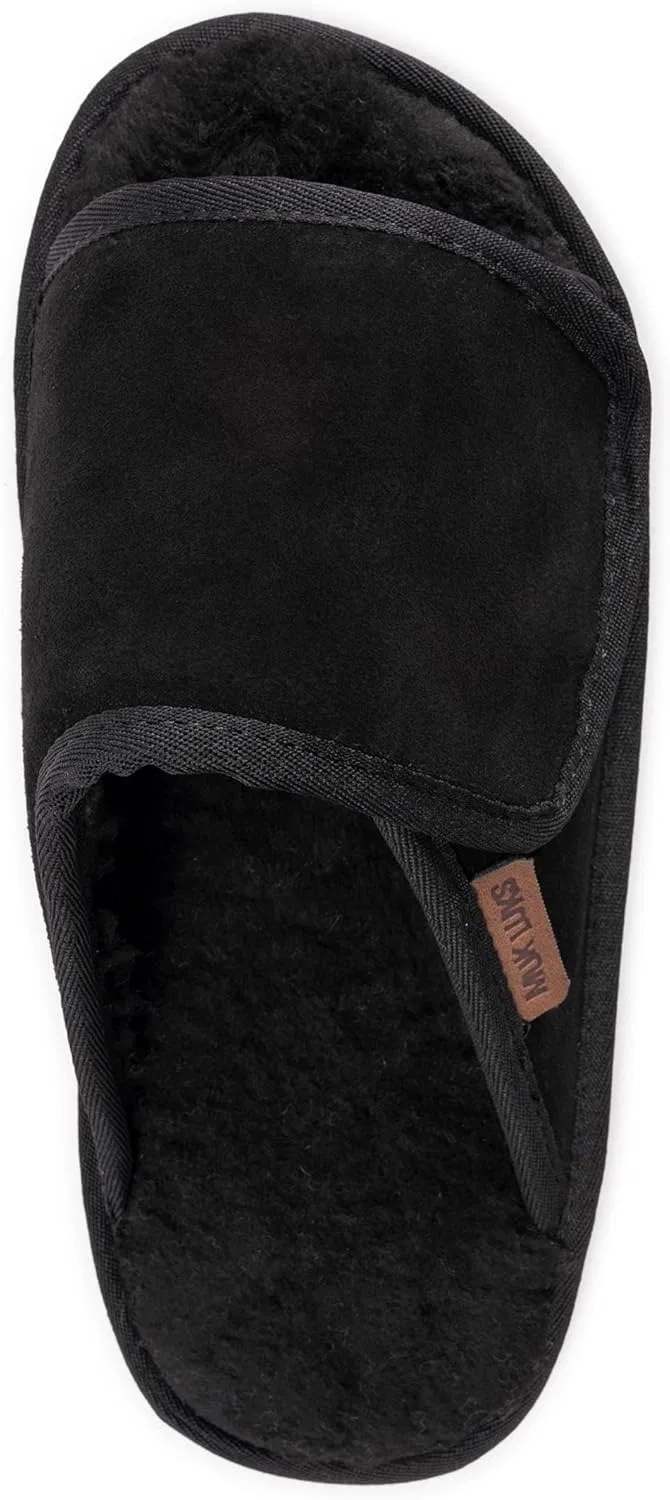Тапочки открытые, из натуральной кожи, MUK LUKS, черный — фото 2
