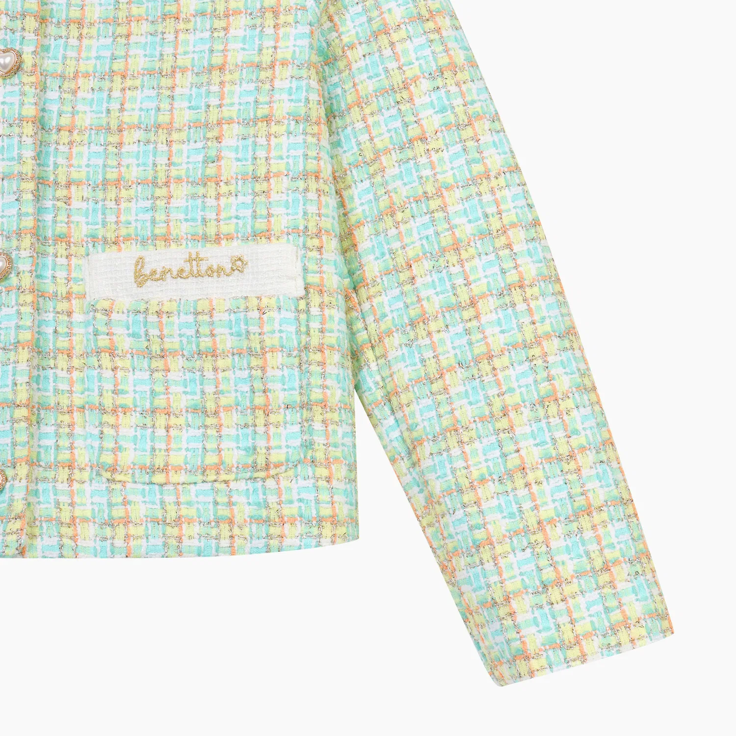 Детский твидовый жакет Romantic, мятный, от Benetton Kids — фото 4