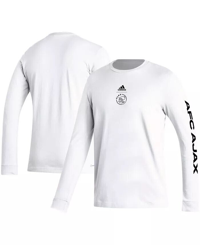 

Мужская белая футболка с длинным рукавом с эмблемой команды Ajax adidas