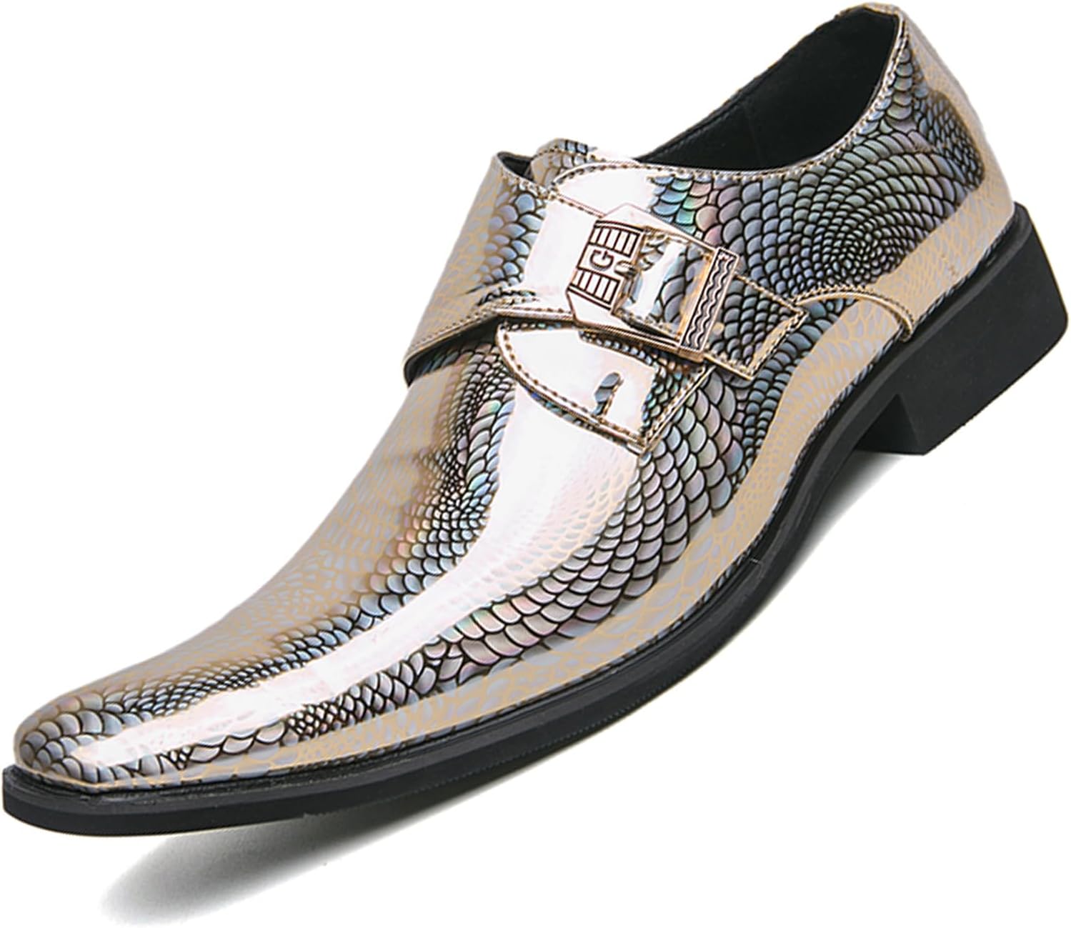 

Мужские Ботинки Челси с Пряжкой, Кожаные с Заостренным Носком, Без Шнуровки, Ретро Низкие, Модные Бальные, Вестерн-Ковбойские Нарядные Ботинки Lossarye, золотой