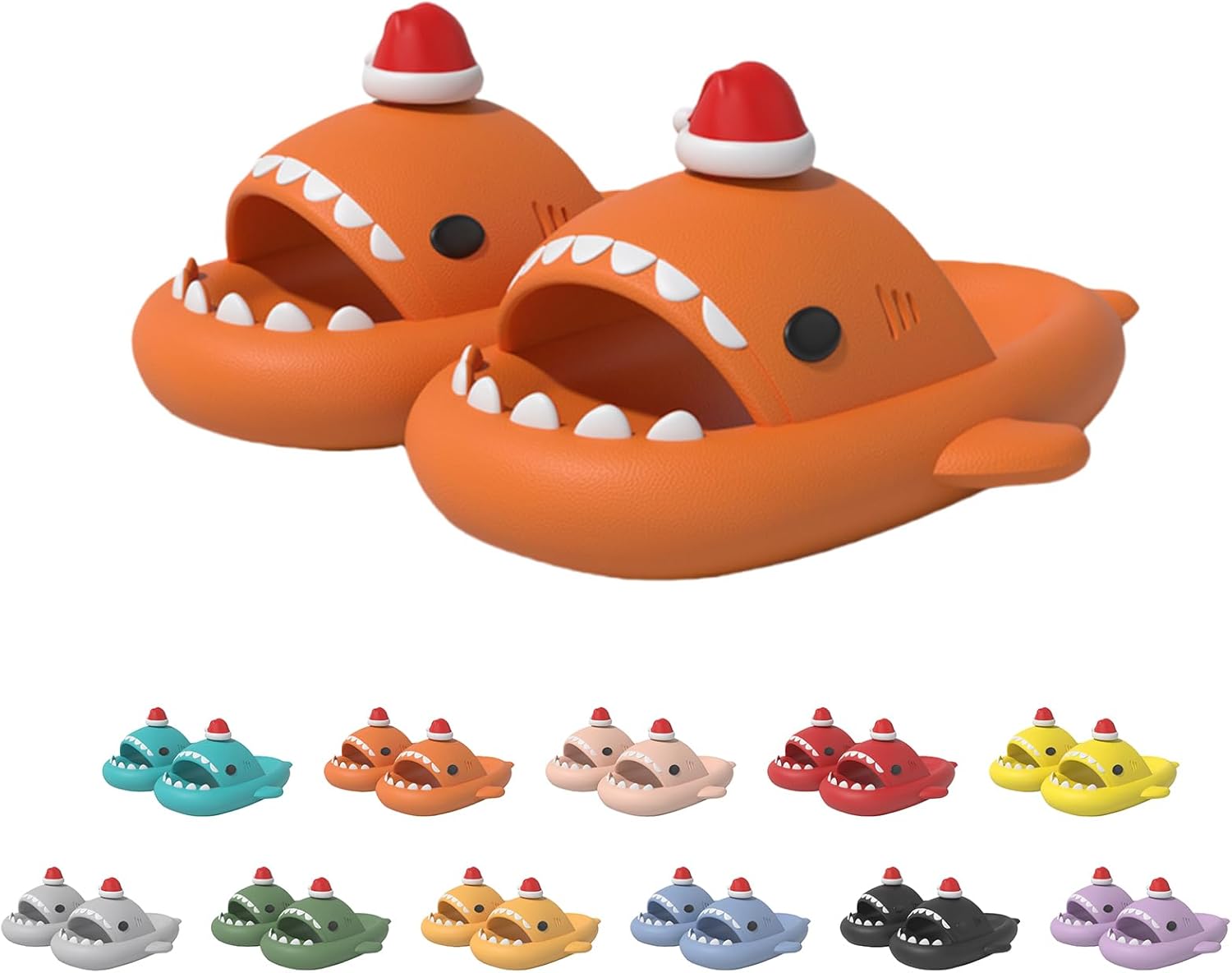 

Рождественские шлепанцы с акулой, Шлепацы с акулой для мужчин и женщин, 3D мультяшные шлепанцы-акулы, шлепанцы для Рождества и Хэллоуина Generic, оранжевый