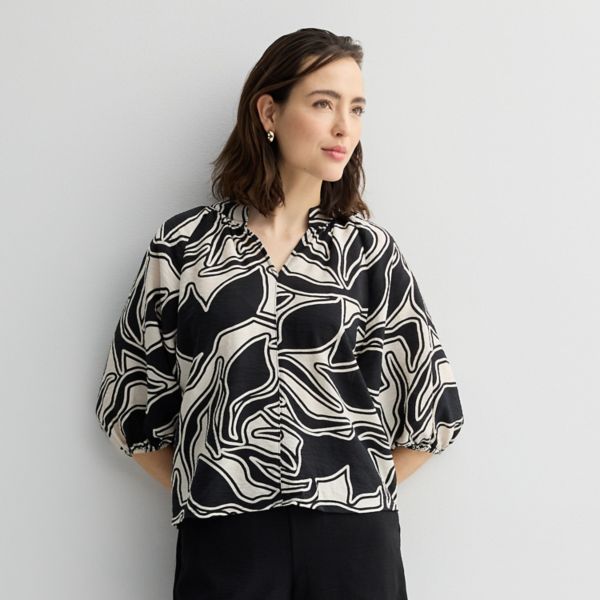 

Женский джемпер с рукавом 3/4 Popover Nine West, цвет black outline abstract