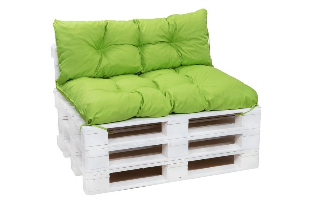 

Комплект подушек из поддона Подушка для сиденья 120х50 + подушка для спины 120х40см | чехлы на подушки для поддонов |подушки для поддонов коричневые| комплект подушек для поддонов на открытом воздухе | подушки европоддона Setgarden, лайм