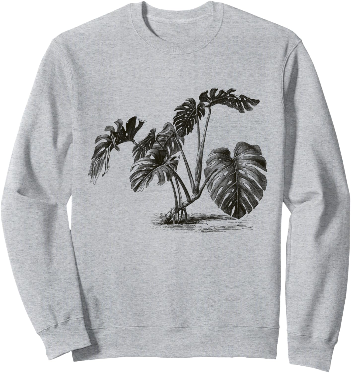 

Толстовка с изображением комнатного растения Монстера Делисиоза, серая (серый меланж), размер S Gardening Monstera Deliciosa