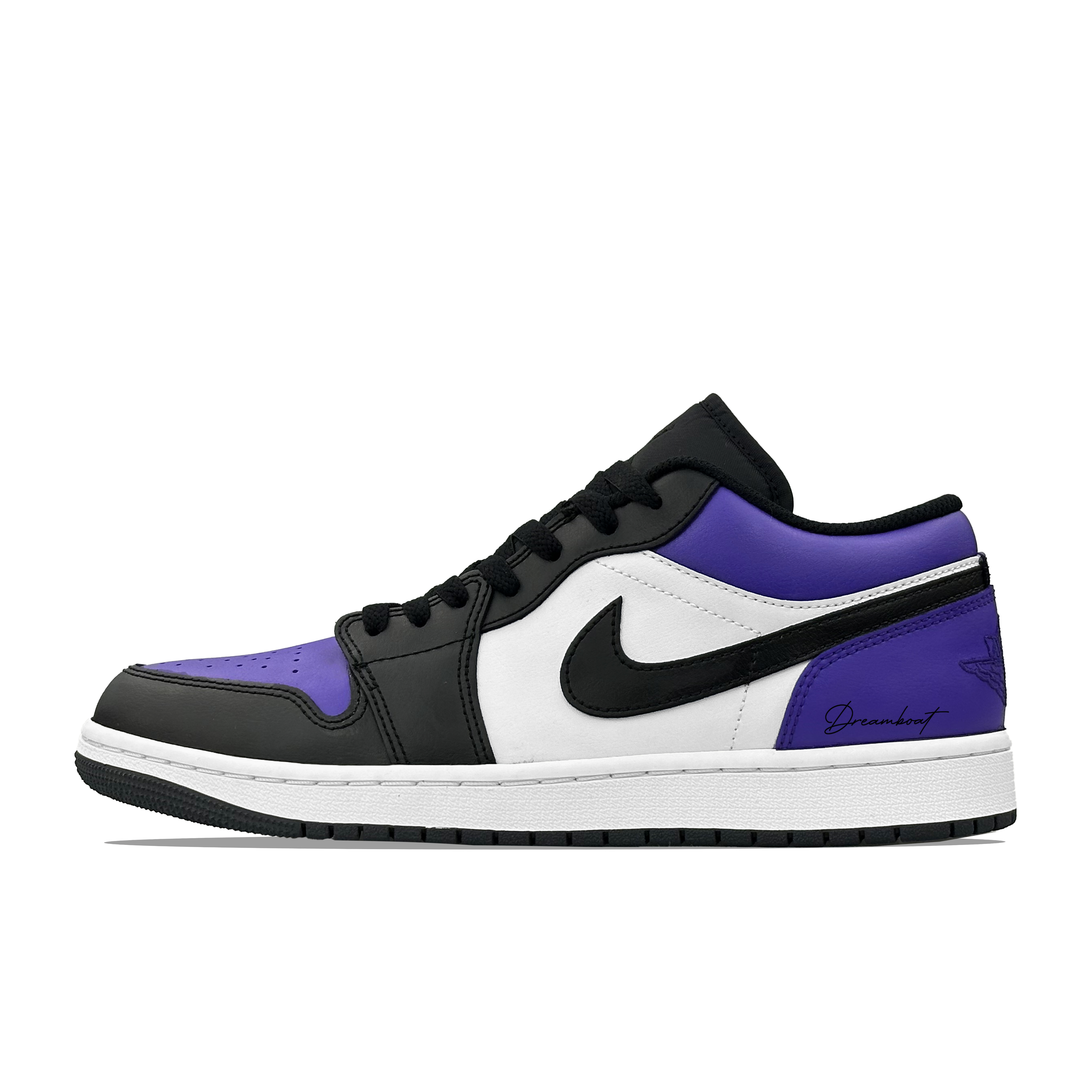 Jordan Air 1 устойчивые к истиранию низкие баскетбольные кроссовки Unisex Purple Black — фото 3