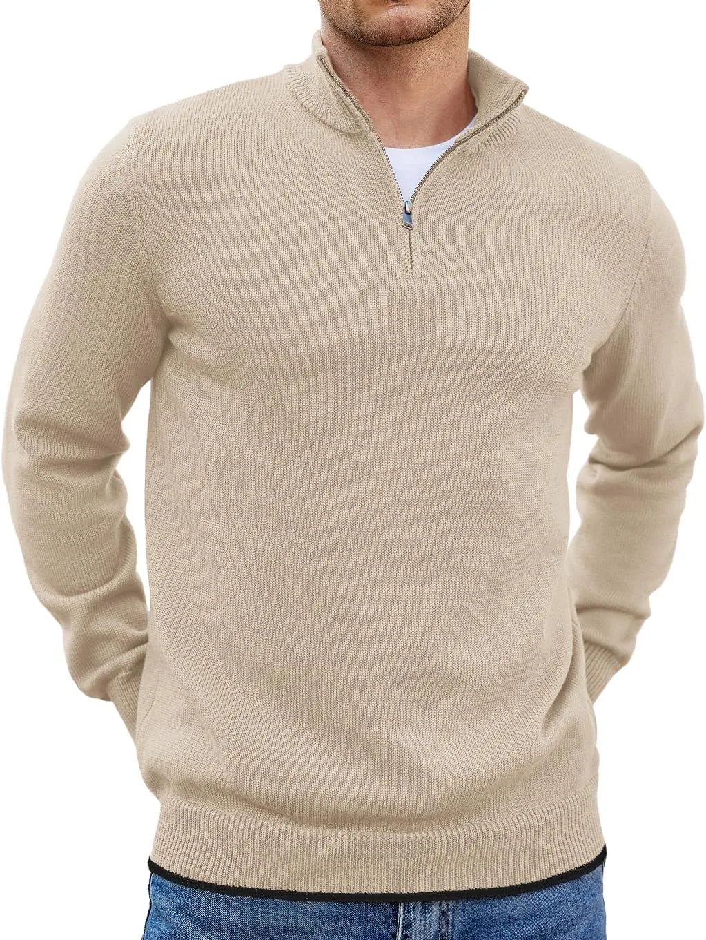 

COOFANDY мужской пуловер с четвертью молнии Slim Fit легкий с воротником-стойкой