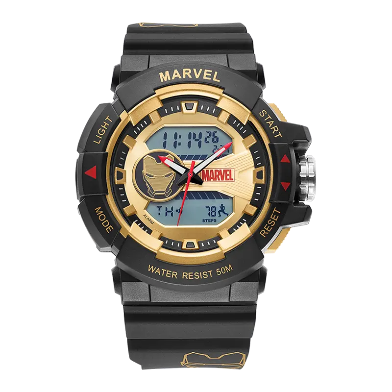 

MARVEL Часы Hero Collection Electronic Movement TPU Strap Watch Men's Watch Gold Dial MV-81105B1