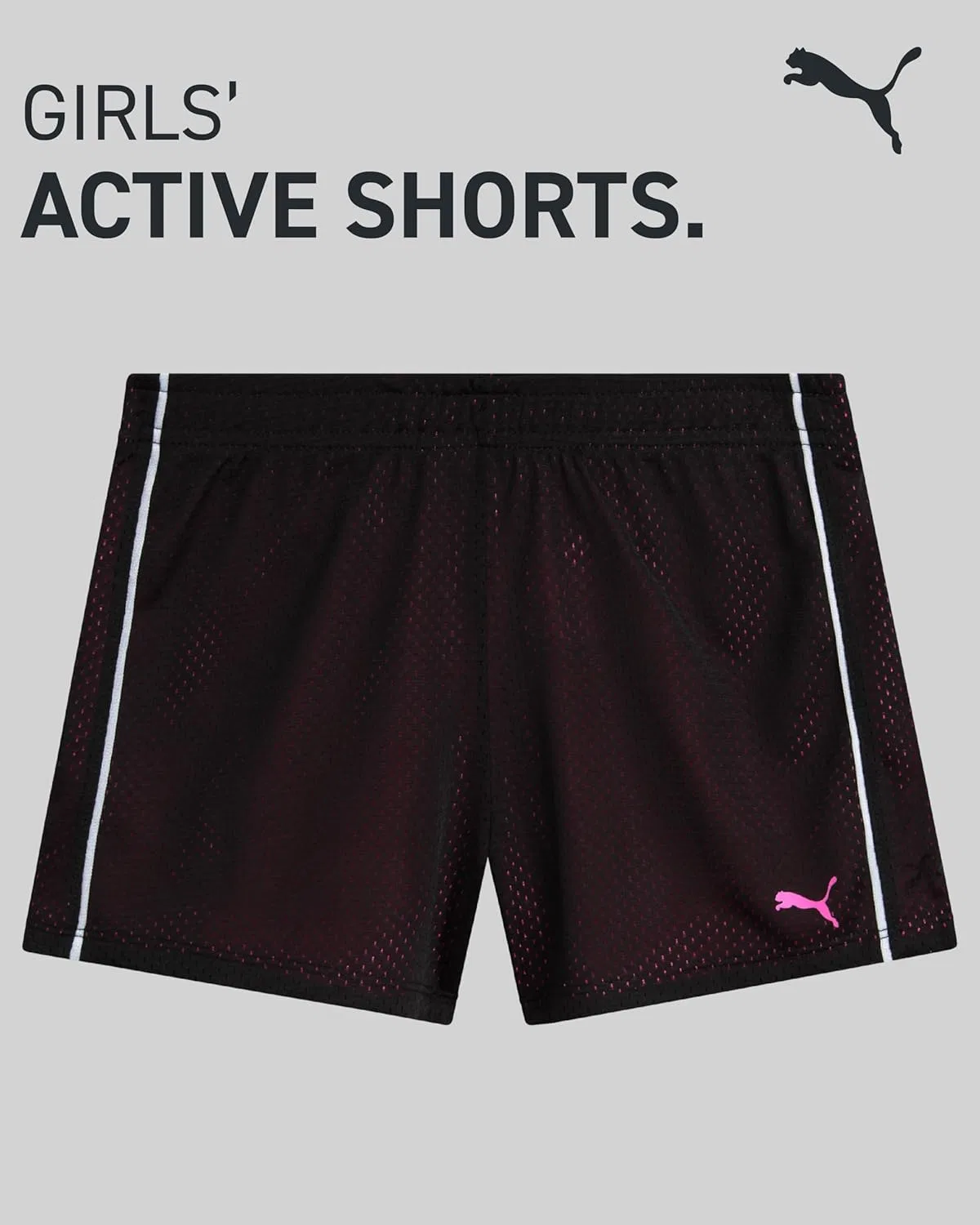 Спортивные шорты PUMA для девочек - двойные сетчатые шорты Dolphin для активного отдыха и игр на свежем воздухе, черный — фото 3