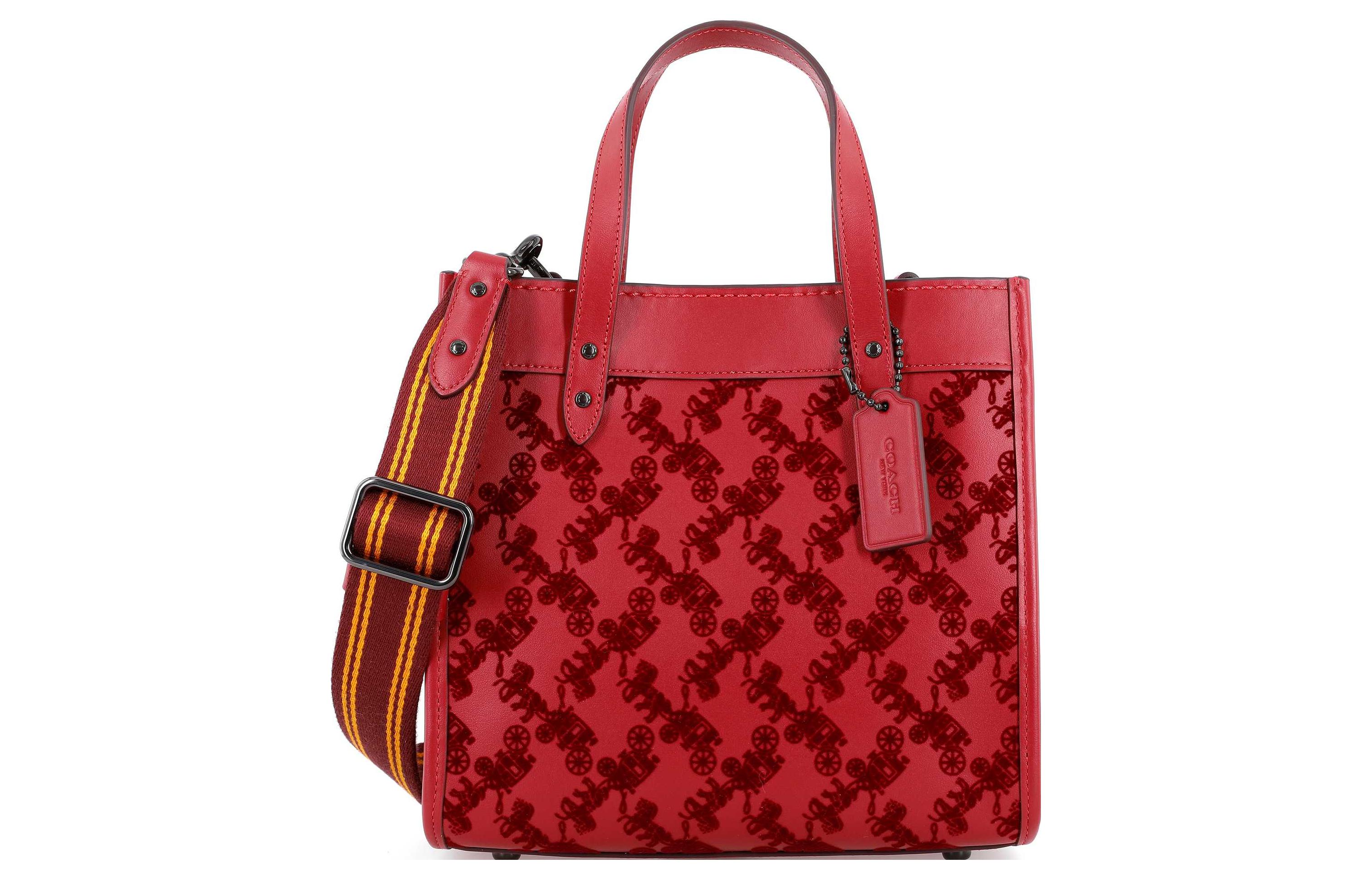 

COACH Сумка-тоут из натуральной кожи коровьего поля среднего размера женская бордовая
