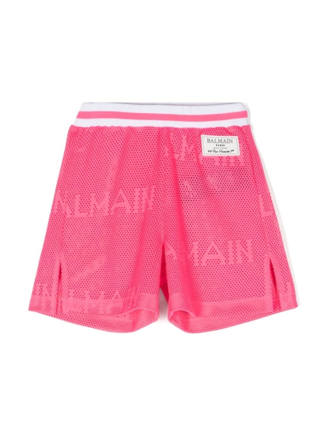 

Balmain Kids сетчатые шорты с нашивкой-логотипом, розовый