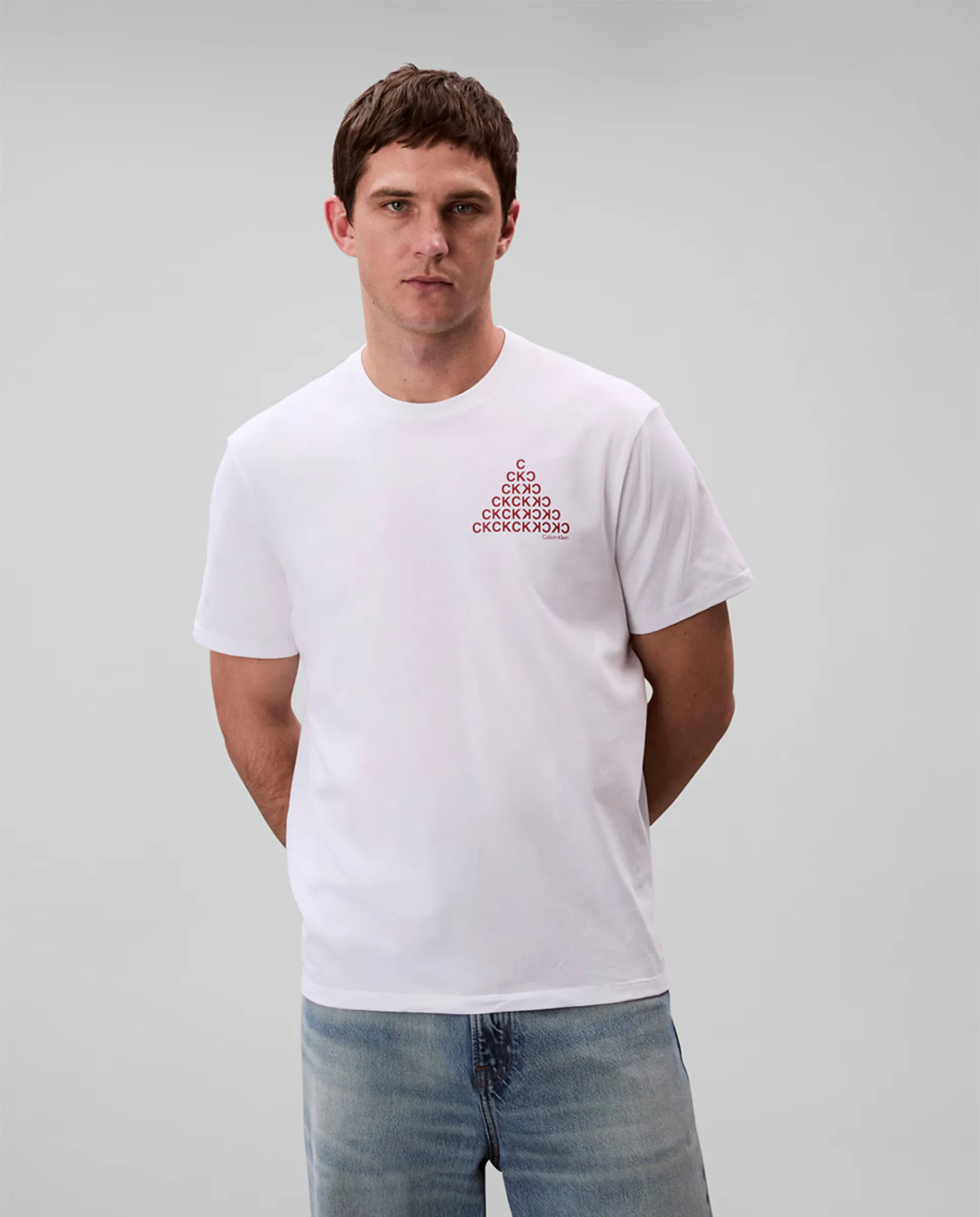 

Мужская футболка с принтом на груди и спине Calvin Klein Jeans, белый