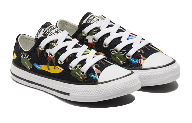 Кроссовки Chuck Taylor All Star Kids Canvas GS Low-top черного/зеленого/желтого цвета Converse — фото 3