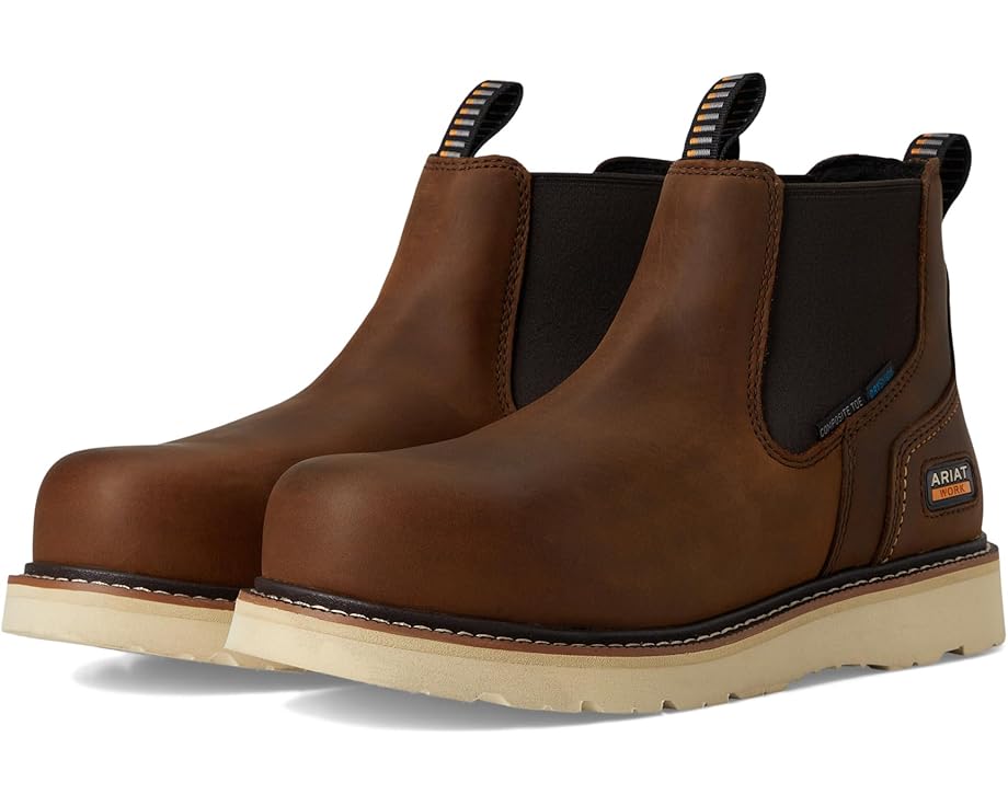 

Ботинки Ariat Rebar Wedge Chelsea Waterproof Composite Toe Work Boots, цвет Distressed Brown
