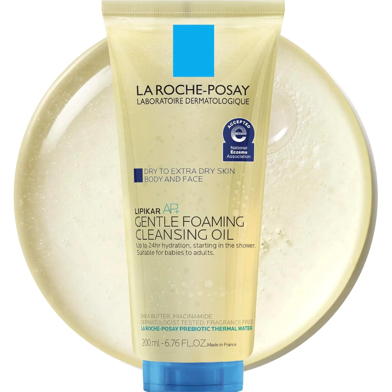 La Roche-Posay Lipikar AP+ Gentle Foaming Cleansing Oil, нежное очищающее масло для лица и тела с ниацинамидом, 24-часовая гидратация, без отдушек и мыла 191.65 г (1 шт.), None