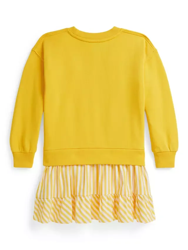 Детское хлопковое платье-толстовка с логотипом пони, ярко-желтого цвета Ralph Lauren — фото 2