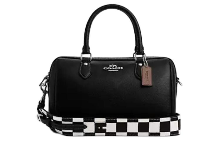 

Rowan Кожаная Вставка Холщовая Сумка Через Плечо Средний Размер Женская Черная COACH