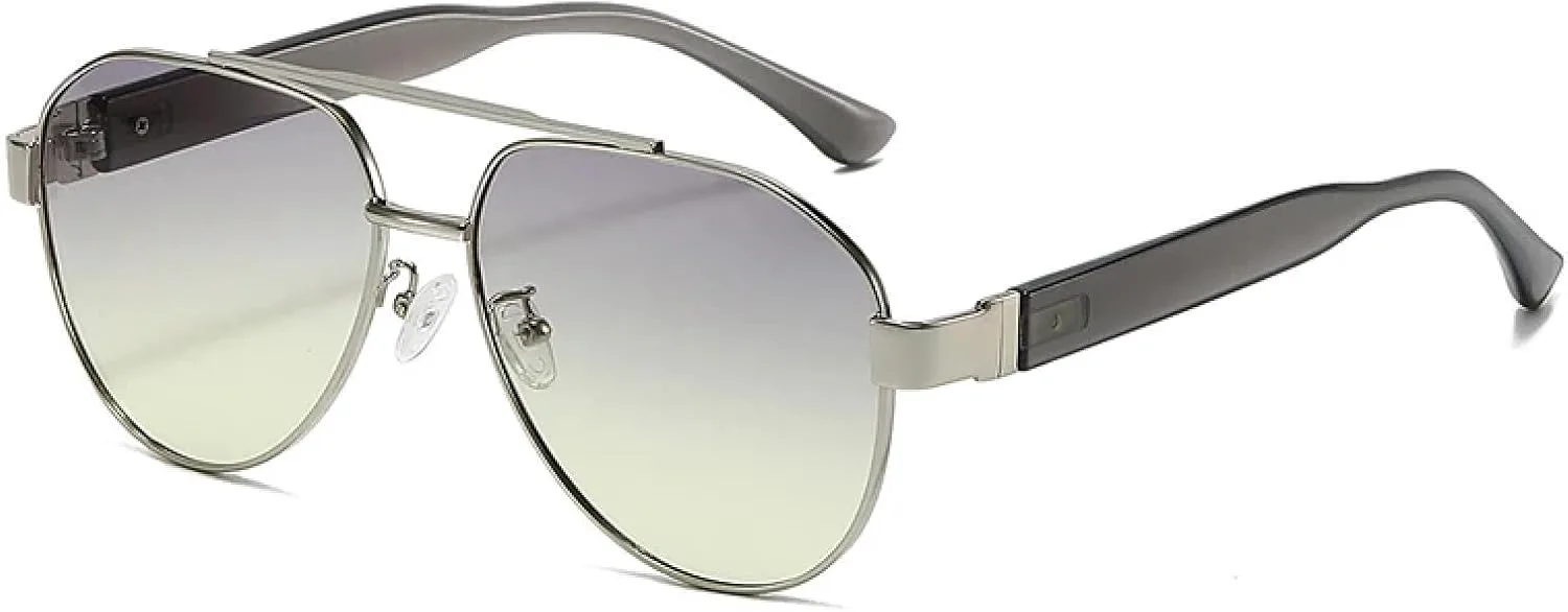 

Ретро металлические солнцезащитные очки с двойной перемычкой для мужчин, модные градиентные очки UV400 для женщин, панк-тренд TKKTLLT, Silver Gray Yellow