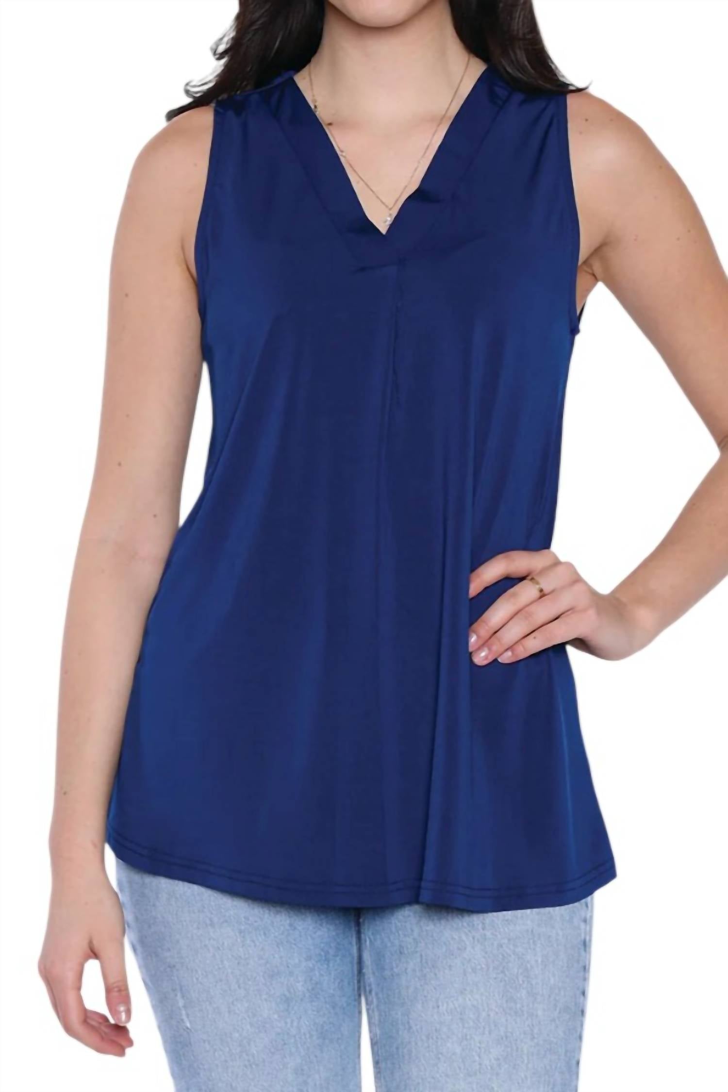 

Топ свободного кроя без рукавов с V-образным вырезом, цвет: темно-синий Papa Fashions, темно-синий