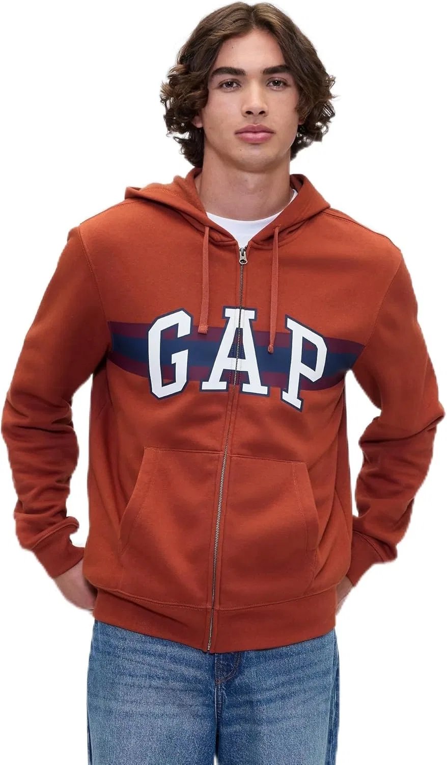 Худи с капюшоном на молнии GAP, цвет Copper Spice 245