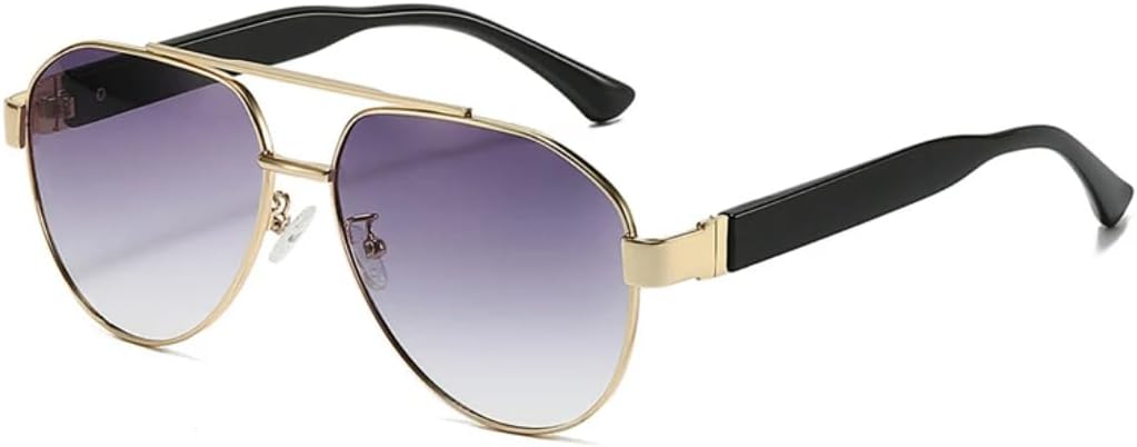 

Мужские солнцезащитные очки в стиле ретро с металлическими двойными перемычками, градиентные линзы, защита от УФ-излучения UV400, женские солнцезащитные очки в стиле панк SZVVBKK, Golden Gray Gradient