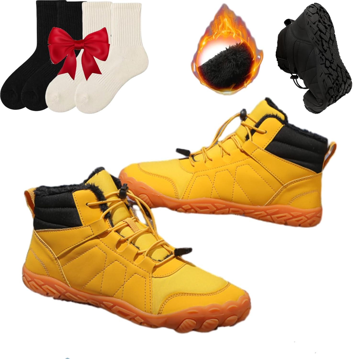 

Зимние босоножки с противоскользящей и водонепроницаемой подошвой, с утепленной подкладкой, широкие ботинки для мужчин и женщин Generic, желтый