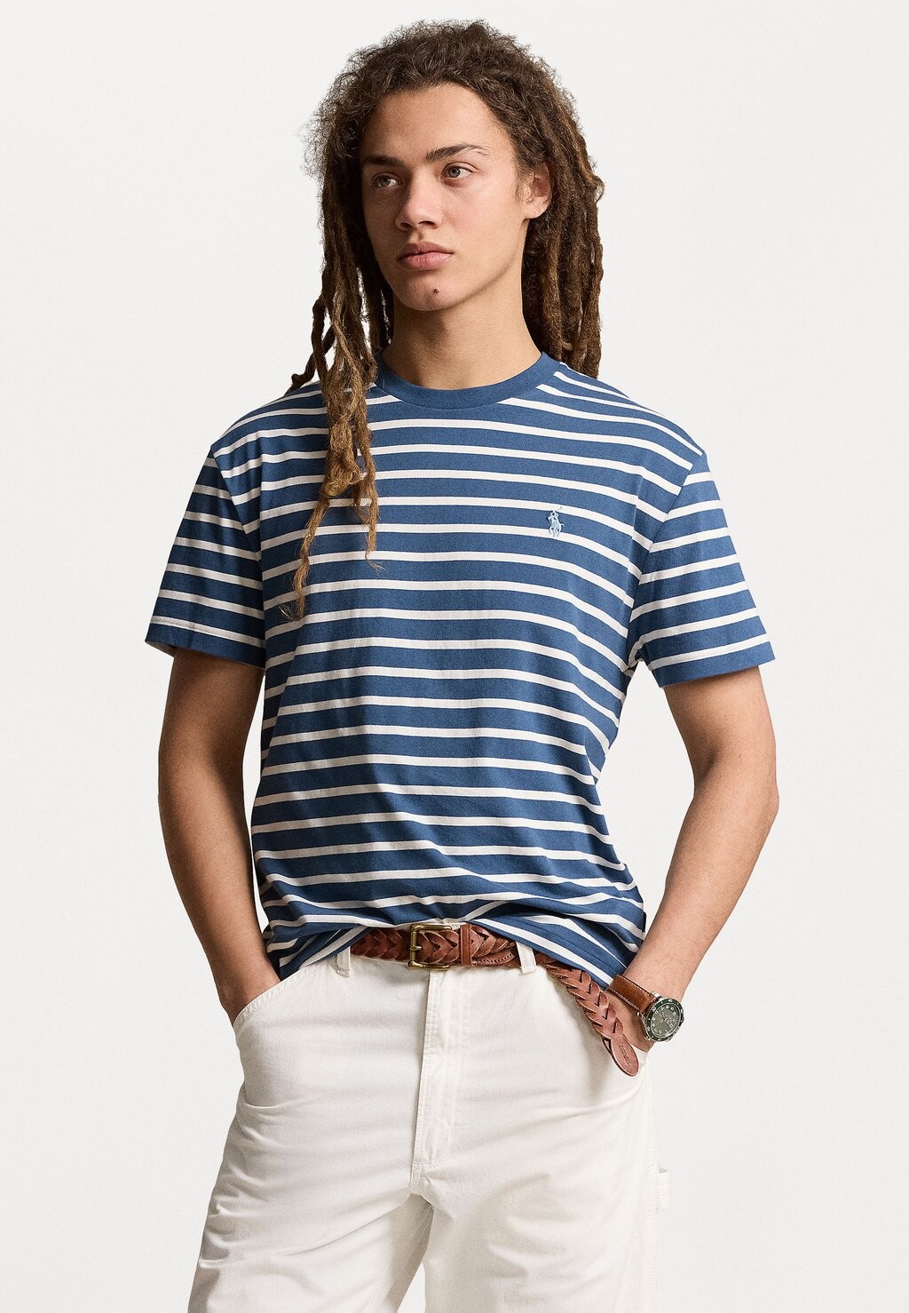 

Принт на футболке CLASSIC FIT STRIPED JERSEY T-SHIRT Ralph Lauren, темно-синий