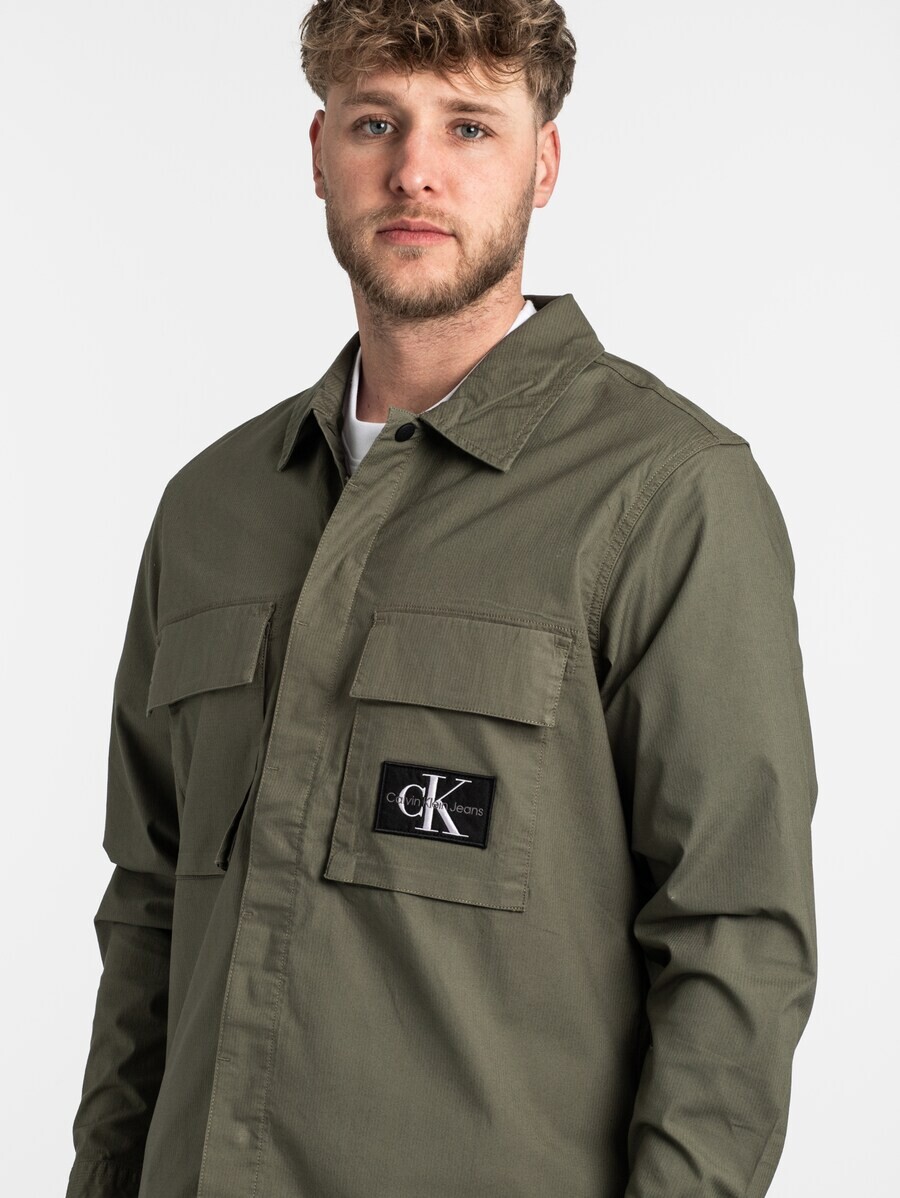 Повседневная рубашка Calvin Klein Regular fit Button Up Shirt, оливковый — фото 3