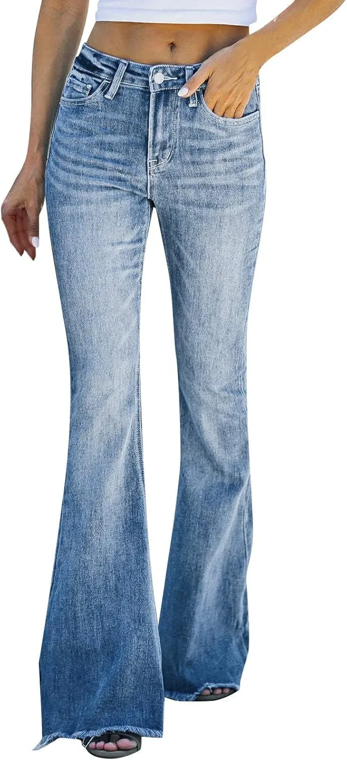 

Джинсы Flare для женщин Bootcut Bell Bottom High Waisted Stretch