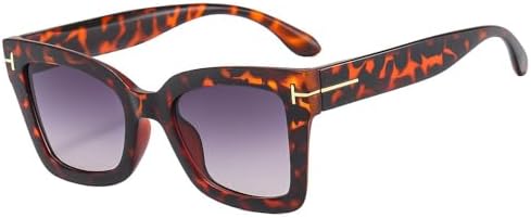 

Модные квадратные солнцезащитные очки для женщин в винтажном стиле, синие солнцезащитные очки с защитой от УФ-излучения UV400, очки для активного отдыха MTZJH, Leopard Grey