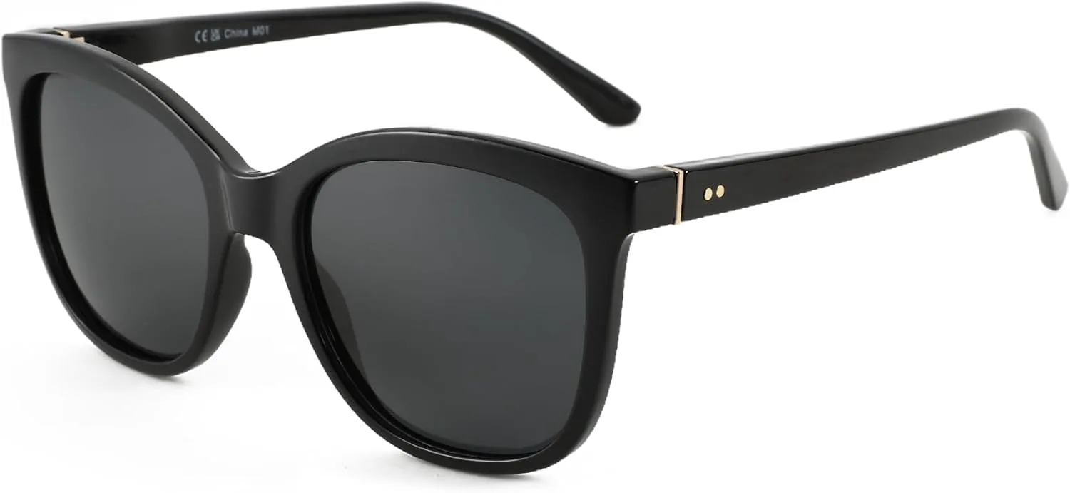 

Женские поляризованные солнцезащитные очки ZENOTTIC с защитой UV400, ретро-стиль, милые модные солнцезащитные очки «кошачий глаз», C01 Black Frame Black Lens