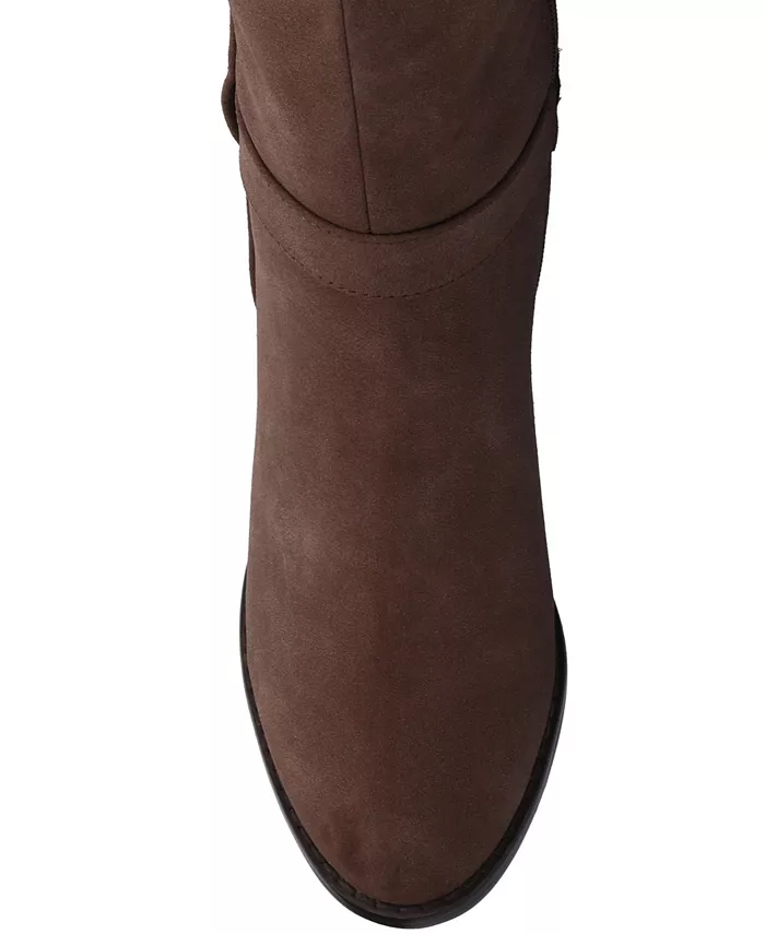 Journee Women's Alyza Ботинки до колена с пряжкой, внутренней молнией, миндальным мысом, комфортной подкладкой из шерпи Journee Collection, коричневый — фото 4