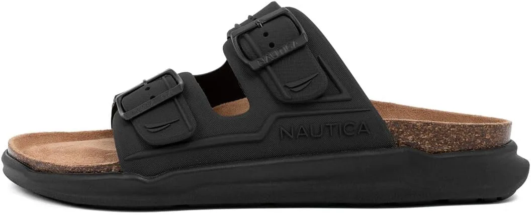Мужские сандалии Nautica - повседневные шлепанцы с 2 регулируемыми пряжками и пробковой стелькой для максимального комфорта и стиля (обычная/широкая посадка, большой размер), черный — фото 2