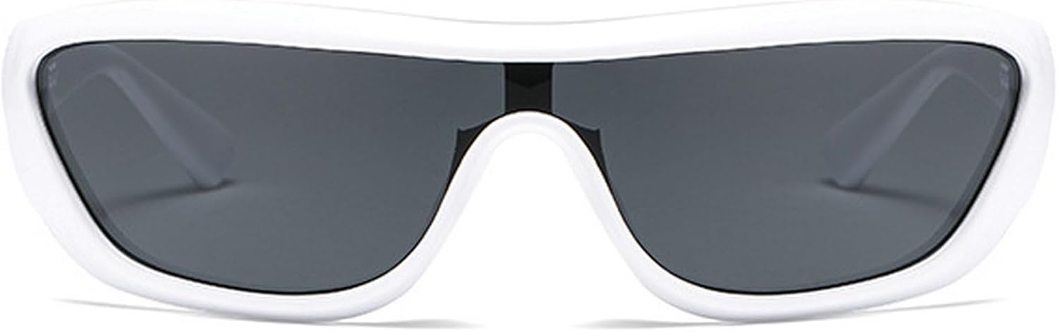 

Модные солнцезащитные очки в стиле Y2K для женщин и мужчин, прямоугольные солнцезащитные очки, цельные солнцезащитные очки для активного отдыха и спорта, защита от ультрафиолета UV400 mincl, White Gray