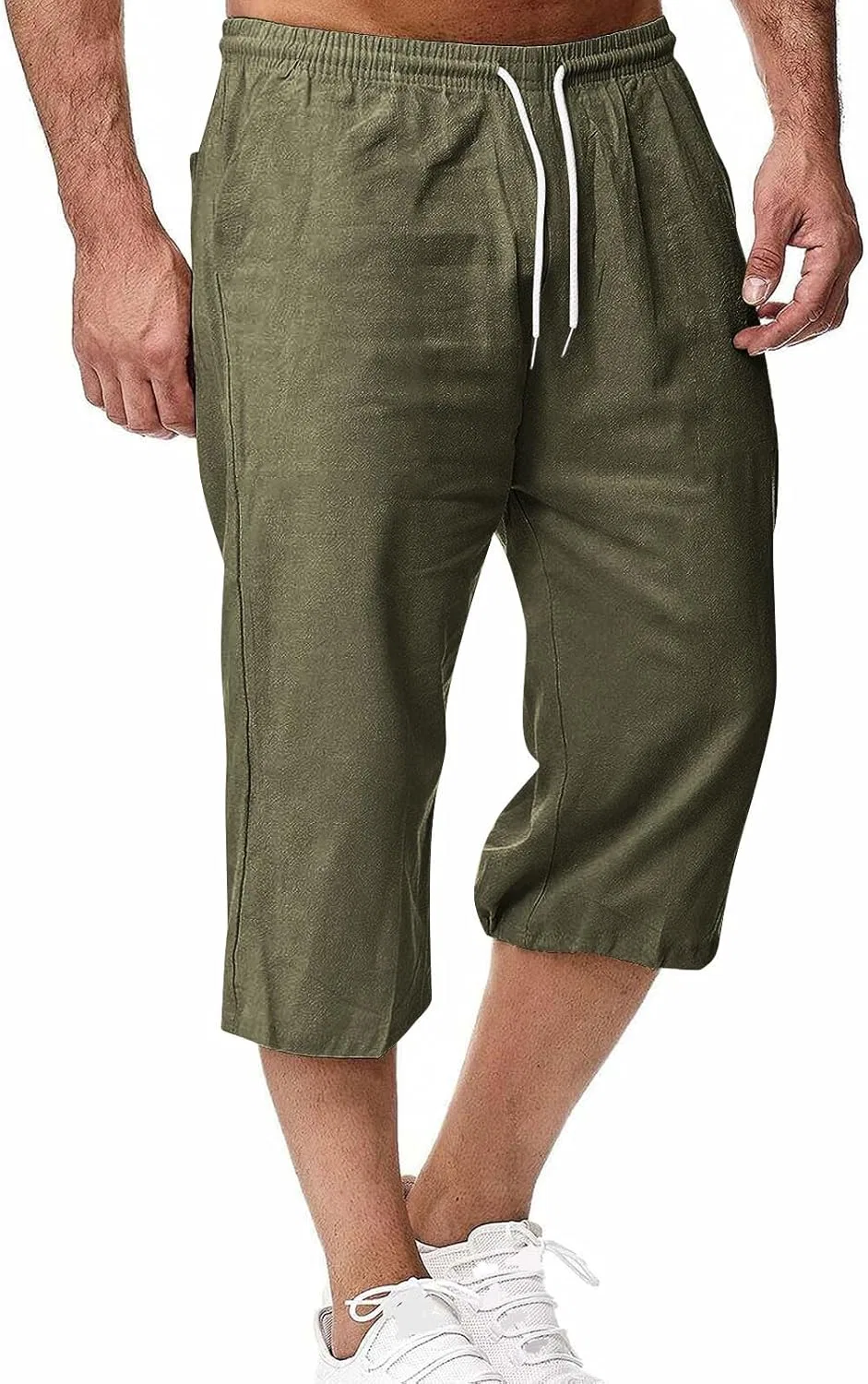 Мужские шорты-капри Active, на поясе с утяжкой, с карманами, Army Green