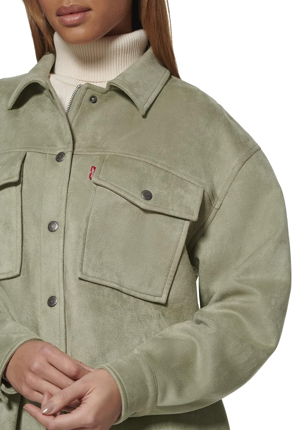 Женская куртка-рубашка Levi's Trucker из мягкой искусственной замши, зеленый — фото 4